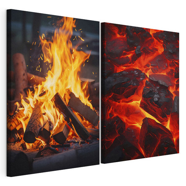 Lámina modular sobre lienzo Collage de fuego y brasas