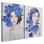 Lámina modular sobre lienzo Collage de una mujer con flores en la cabeza