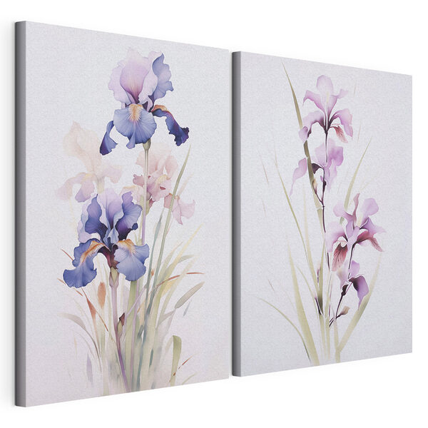 Lámina modular sobre lienzo Pintura de flores sobre una superficie blanca