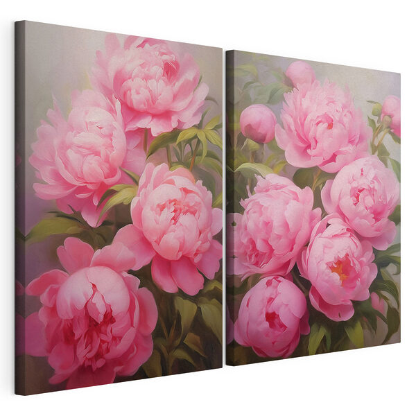 Lámina modular sobre lienzo Flores de un suave tono rosado en elegante armonía