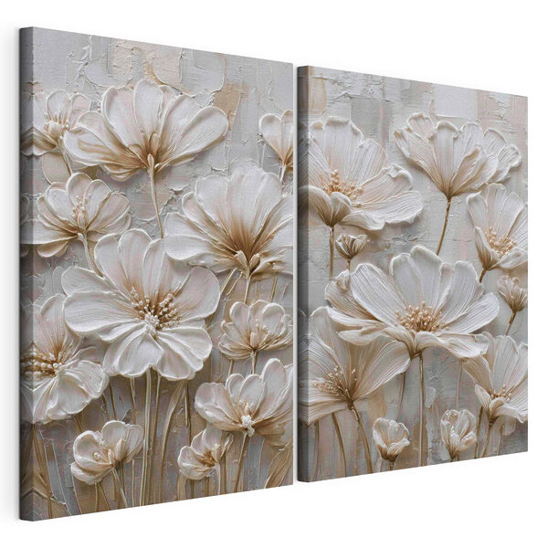 Lámina modular sobre lienzo Delicadas flores en tonos suaves
