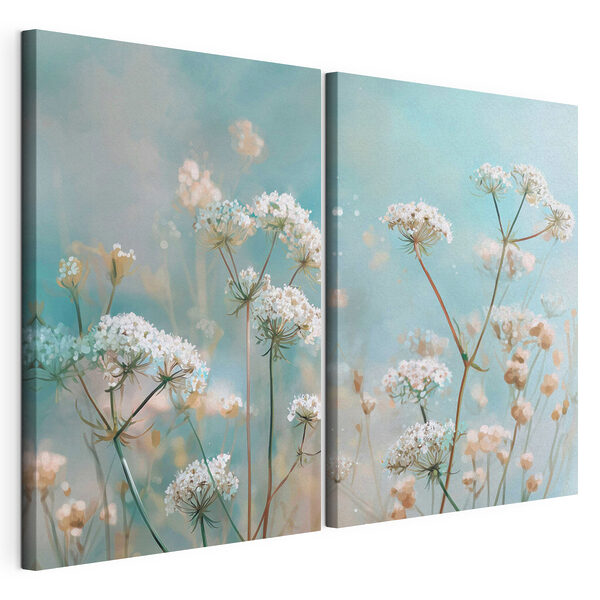 Lámina modular sobre lienzo Delicadas flores en tonos suaves