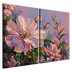 Lámina modular sobre lienzo Cuadro de flores sobre fondo morado