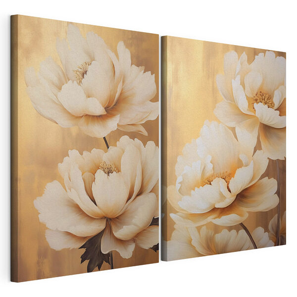 Lámina modular sobre lienzo - Elegantes flores que disfrutan de la luz del sol