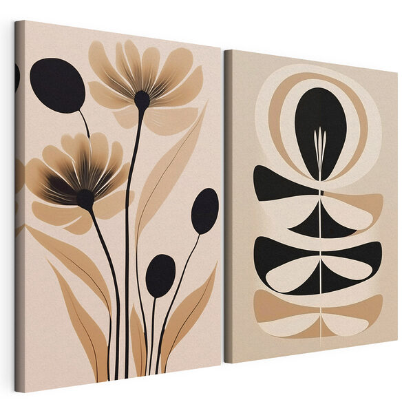 Lámina modular sobre lienzo Elegante diseño de arte abstracto floral