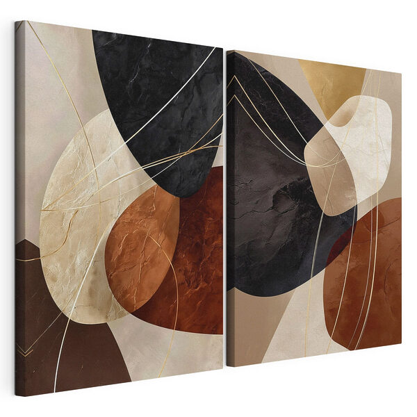 - Formas abstractas en tonos cálidos Lámina modular sobre lienzo - Formas abstractas en tonos cálidos