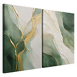 Lámina modular sobre lienzo Cuadro en tonos verdes y blancos