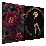 Lámina modular sobre lienzo Collage de una mujer sentada sobre una flor