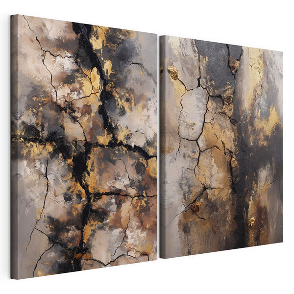 Motivos abstractos en tonos tierra Lámina modular sobre lienzo Motivos abstractos en tonos tierra