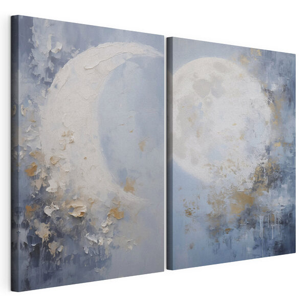 Cuadro en el que se ven una luna y un árbol Lámina modular sobre lienzo Cuadro en el que se ven una luna y un árbol