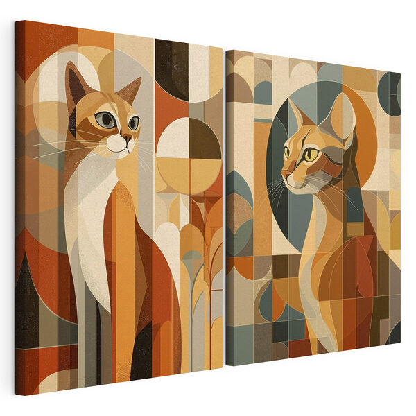 Lámina modular sobre lienzo Dos gatos de colores diferentes