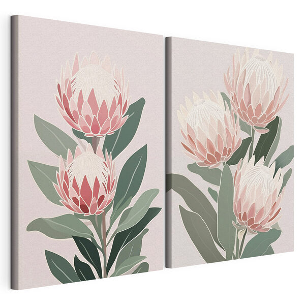 Elegancia floral en tonos suaves Lámina modular sobre lienzo Elegancia floral en tonos suaves