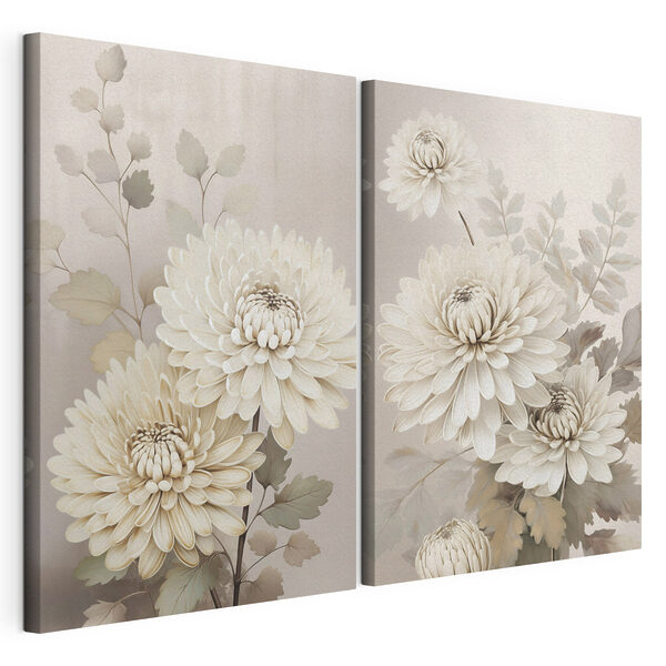 Flores delicadas en tonos sutiles Lámina modular sobre lienzo Flores delicadas en tonos sutiles