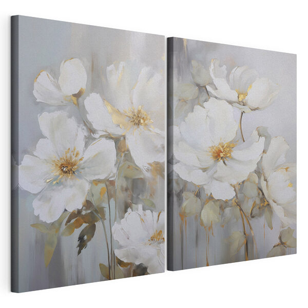 Cuadro de flores blancas Lámina modular sobre lienzo Cuadro de flores blancas