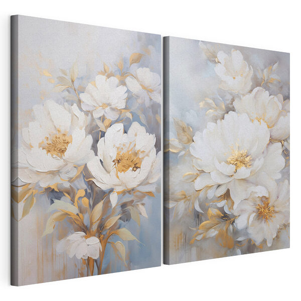 Cuadro de flores blancas Lámina modular sobre lienzo Cuadro de flores blancas