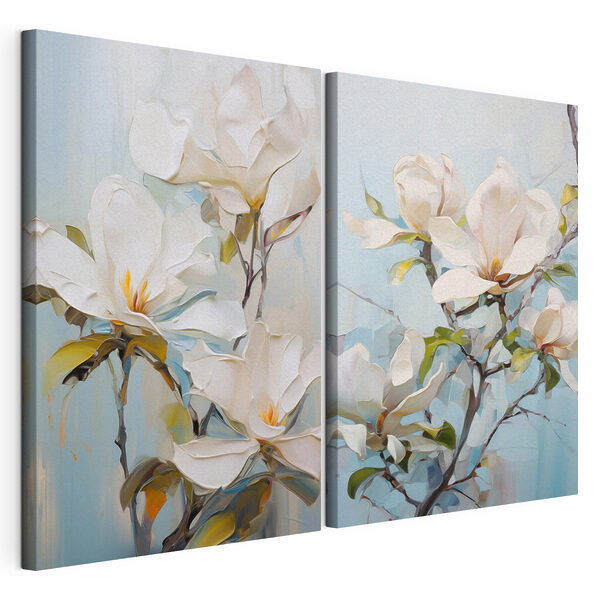 Lámina modular sobre lienzo Cuadro de flores blancas