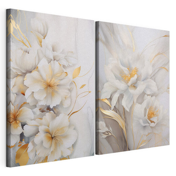 Lámina modular sobre lienzo Delicadas flores de suaves tonos