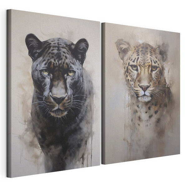 Lámina modular sobre lienzo Cuadro de un leopardo y un guepardo