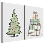 Lámina modular sobre lienzo Árbol de Navidad y regalos