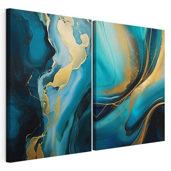 Lámina modular sobre lienzo Ondas fluidas en tonos azules relajantes
