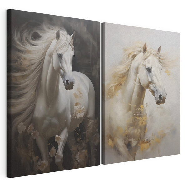Lámina modular sobre lienzo Cuadro de un caballo blanco