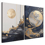 Lámina modular sobre lienzo Dos cuadros de la luna y la luna