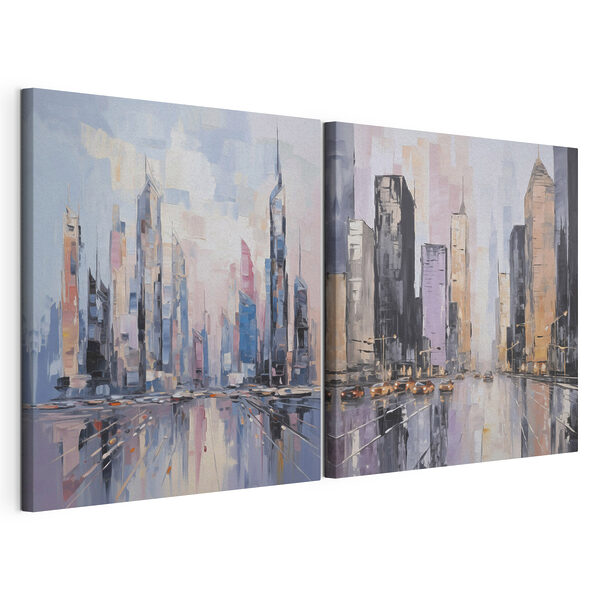 Modular canvas print Painting of a city Lámina modular sobre lienzo Modular canvas print Painting of a city