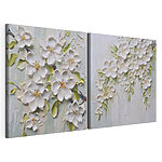 Lámina modular sobre lienzo Pintura de flores sobre una superficie blanca