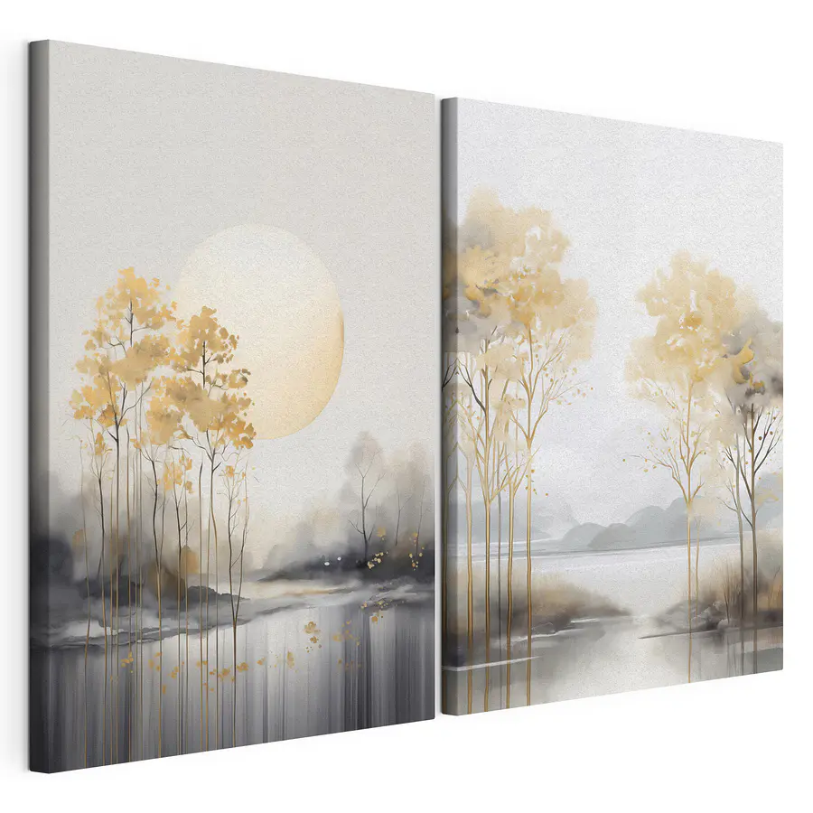 Cuadro modular Sol de otoño en el lago (SKU: m01115)