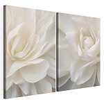 Lámina modular sobre lienzo Delicadas flores en suaves capas blancas