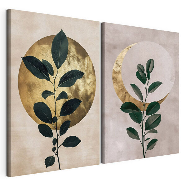 Dos fotos de una planta Lámina modular sobre lienzo Dos fotos de una planta