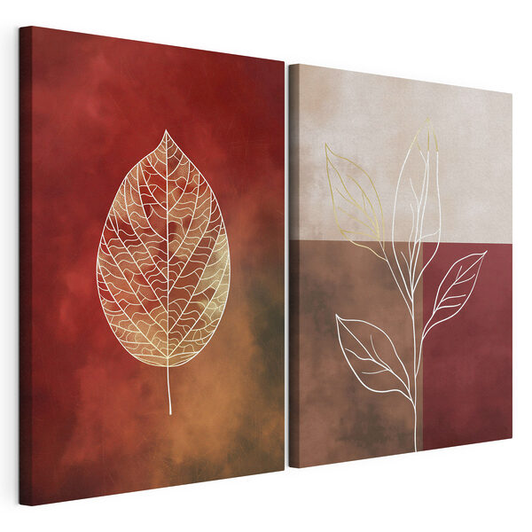 Diseños abstractos de hojas inspirados en la naturaleza Lámina modular sobre lienzo Diseños abstractos de hojas inspirados en la naturaleza