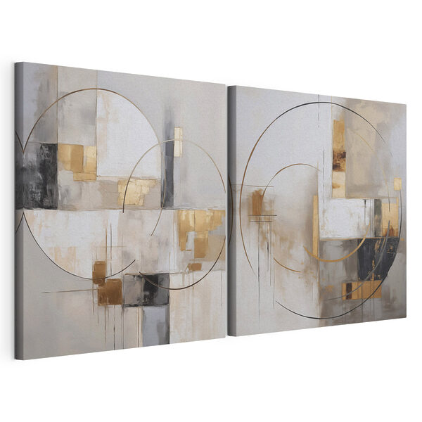 Lámina modular sobre lienzo Líneas abstractas en tonos tierra