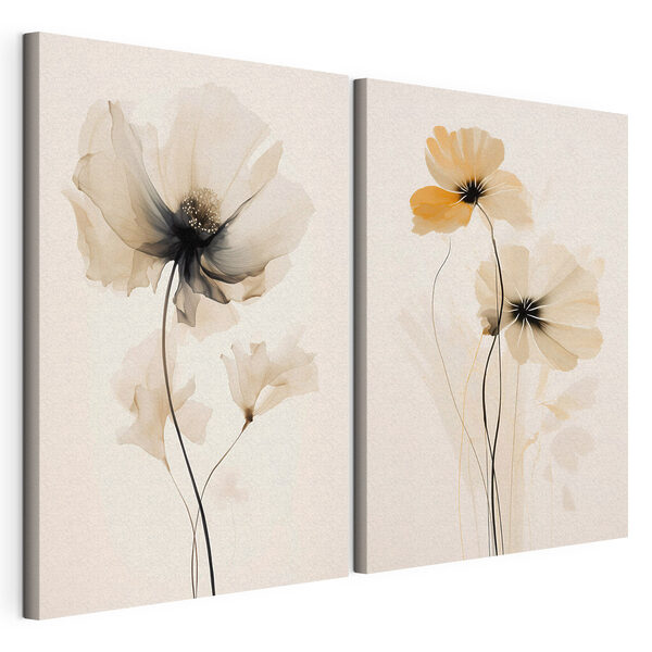 Motivos florales suaves en tonos apagados Lámina modular sobre lienzo Motivos florales suaves en tonos apagados