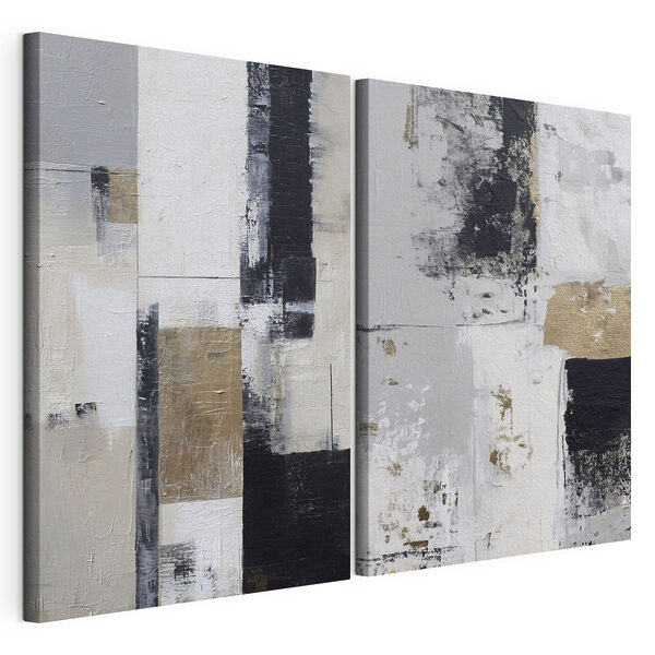 Lámina modular sobre lienzo Cuadro de cuadrados blancos y negros