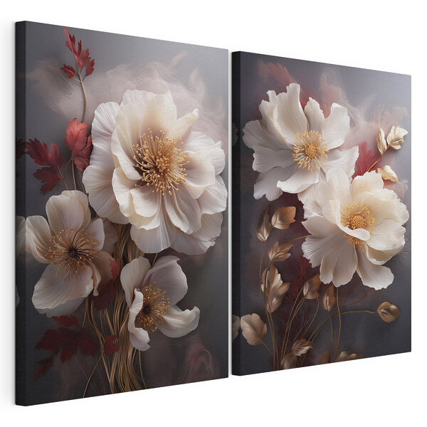 Lámina modular sobre lienzo Preciosas flores en tonos suaves