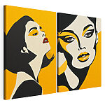 Lámina modular sobre lienzo Mujer con maquillaje amarillo