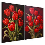 Lámina modular sobre lienzo Tulipanes rojos resplandecientes en armonía
