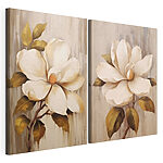 Lámina modular sobre lienzo Pintura de flores sobre una superficie de madera