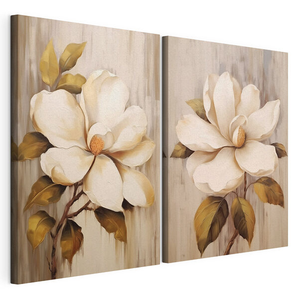 Lámina modular sobre lienzo Pintura de flores sobre una superficie de madera