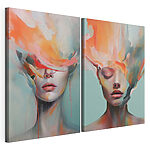 Lámina modular sobre lienzo Collage del rostro de una mujer y un cuadro