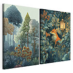 Lámina modular sobre lienzo Collage de un zorro en el bosque