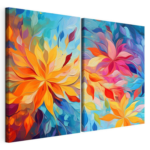 Dos imágenes de flores Lámina modular sobre lienzo Dos imágenes de flores