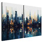 Lámina modular sobre lienzo Panorama urbano con el reflejo en el agua