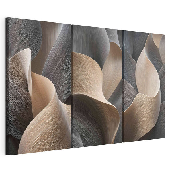 Lámina modular sobre lienzo Líneas fluidas en tonos suaves