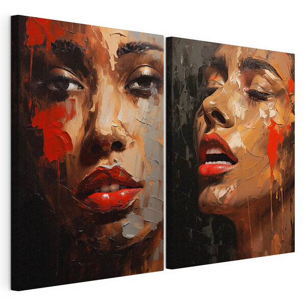 Lámina modular sobre lienzo Collage del rostro de una mujer