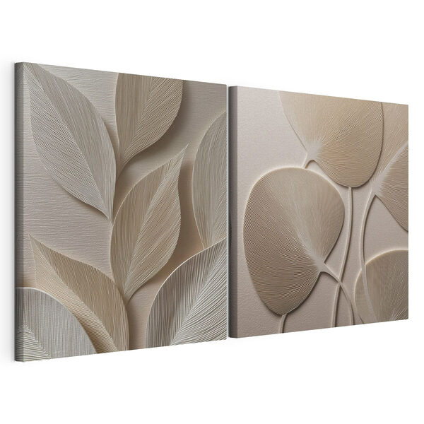 Lámina modular sobre lienzo Motivos naturales en tonos suaves