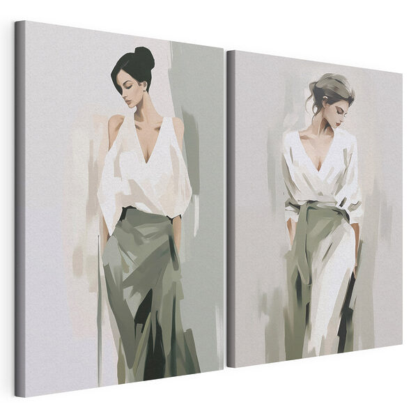 Lámina modular sobre lienzo Mujer con camisa blanca