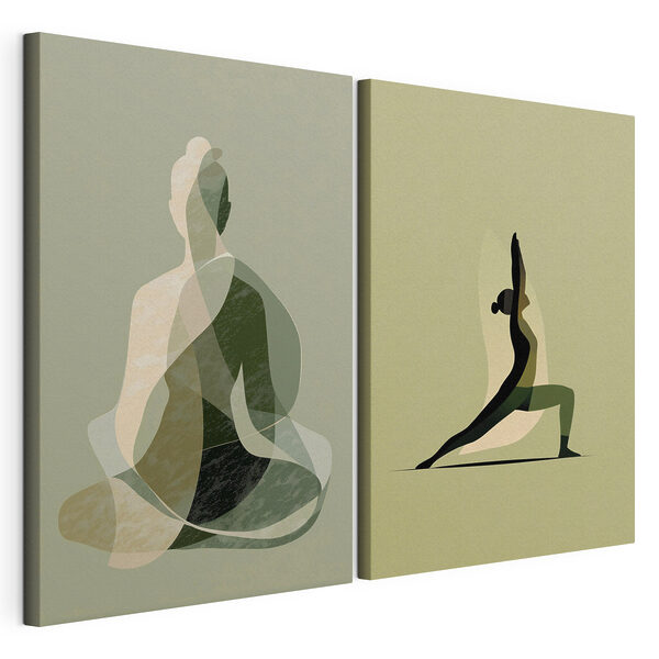 Lámina modular sobre lienzo Mujer haciendo yoga