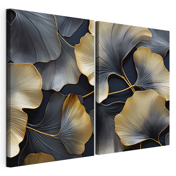 Hojas elegantes con detalles intrincados Lámina modular sobre lienzo Hojas elegantes con detalles intrincados
